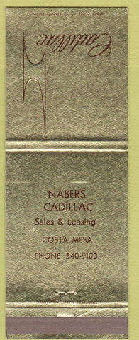 Matchbook Cover - Nabers Cadillac Costa Mesa CA