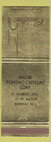 Matchbook Cover - Miller Pontiac Cadillac Rahway NJ