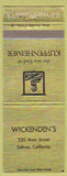 Matchbook Cover - Kuppenheimer Clothes Wickenden's Salinas CA