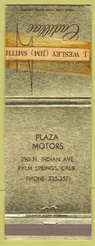 Matchbook Cover - Plaza Motors Cadillac Palm Springs CA WORN TAPED NAME