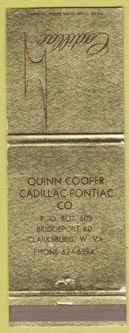 Matchbook Cover - Quinn Cooper Cadillac Pontiac Clarksburg WV WEAR