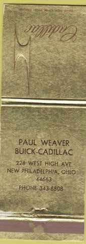 Matchbook Cover - Paul Weaver Buick Cadillac New Philadelphia OH WORN