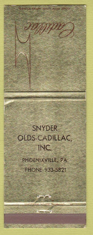 Matchbook Cover - Snyder Oldsmobile Cadillac Phoenixville PA