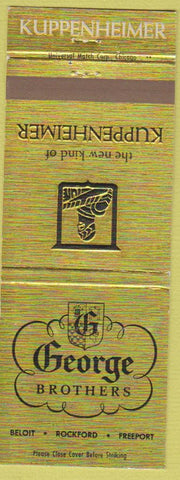 Matchbook Cover Kuppenheimer Clothes George Brothers Beloit Rockford Freeport IL