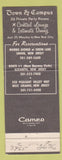 Matchbook Cover - Town and Campus Restaurant West Orange Union Elizabeth NJ WEAR