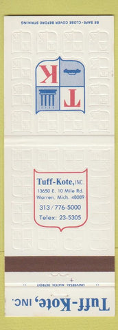 Matchbook Cover - Tuff Kote Warren MI adhesives coatings auto