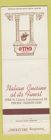 Matchbook Cover - Trattoria Gallo Lincolnwood IL
