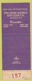 Matchbook Cover - Home Savings and Loan Youngstown OH