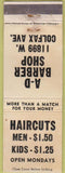 Matchbook Cover - AD Barber Shop Denver CO? WORN