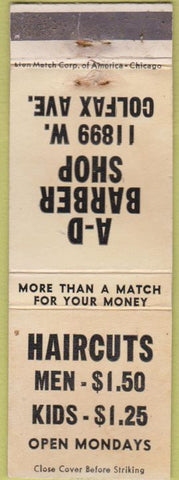 Matchbook Cover - AD Barber Shop Denver CO? WORN