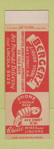 Matchbook Cover - Berger's Liquor Stores SAMPLE