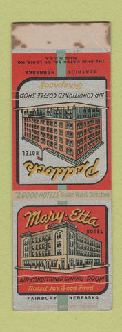 Matchbook Cover - Paddock Hotel Fairbury NE WEAR SAMPLE