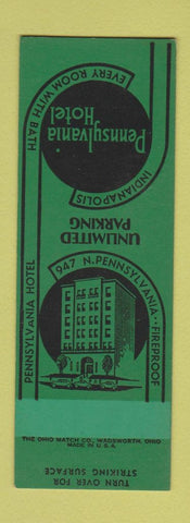 Matchbook Cover - Pennsylvania Hotel Indianapolis IN SAMPLE