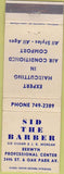 Matchbook Cover - Sid the Barber Berwyn IL