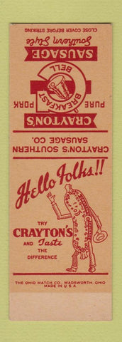 Matchbook Cover - Crayton's Sausage SAMPLE