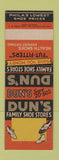 Matchbook Cover - Dun's Shoe Stores Philadelphia PA SAMPLE