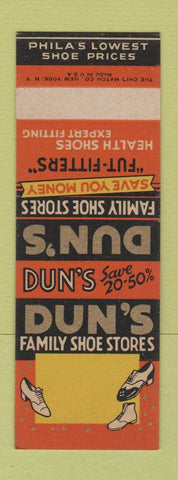 Matchbook Cover - Dun's Shoe Stores Philadelphia PA SAMPLE