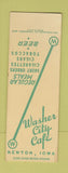 Matchbook Cover - Washer City Cafe Newton IA SAMPLE