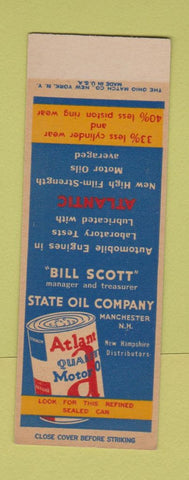 Matchbook Cover - State Oil Company Manchester NH Atlantic SAMPLE