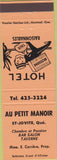 Matchbook Cover - Au Petit Manoir St Jovite QC