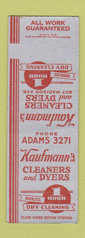 Matchbook Cover - Kaufmann's Cleaners Dyers New York City? SAMPLE