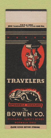 Matchbook Cover - Travelers Auto Insurance Bowen Norwalk OH SAMPLE