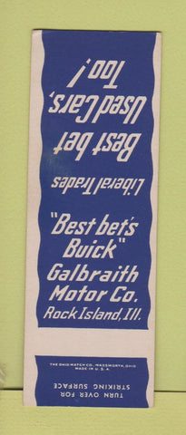 Matchbook Cover - Galbraith Buick Rock Island IL SAMPLE