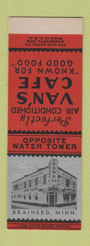Matchbook Cover - Van's CAfe Brainerd MN  SAMPLE