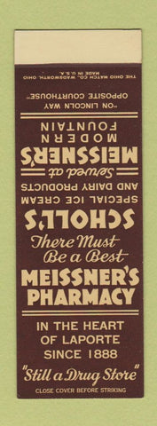 Matchbook Cover - Meissner's Drug Laporte IN? SAMPLE