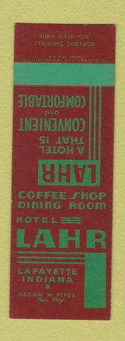 Matchbook Cover - Hotel Lahr Lafayette IN SAMPLE