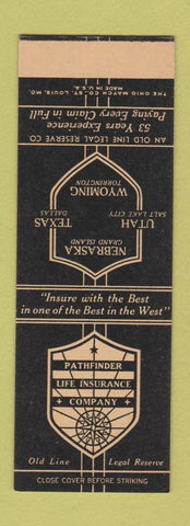 Matchbook Cover - Pathfinder Life Insurance Grand Island NE Dallas TX SAMPLE