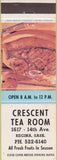 Matchbook Cover - Crecent Tea Room Regina SK