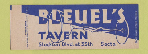 Matchbook Cover - Bleuel's Tavern Sacramento CA Full Length SAMPLE