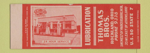 Matchbook Cover - Thomas Bros oil gas Sohio Rockland OH SAMPLE