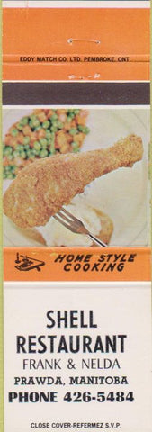 Matchbook Cover - Shell Restaurant Prawda Manitoba