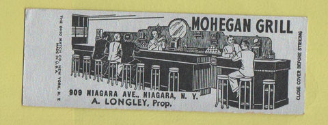 Matchbook Cover - Mohegan Grill Niagara Falls NY Full Length  SAMPLE