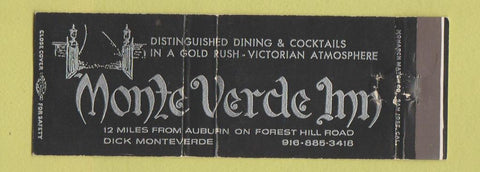 Matchbook Cover - Monte Verde Inn Forest Hill CA