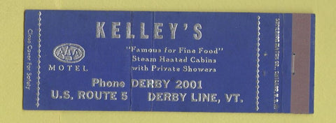 Matchbook Cover - Kelley's Derby Line VT Full Length