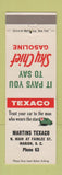 Matchbook Cover - Martins Texaco oil gas Marion SC low phone #