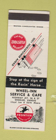 Matchbook Cover - Frontier oil gas Wheel Inn Cafe Wheeler KS