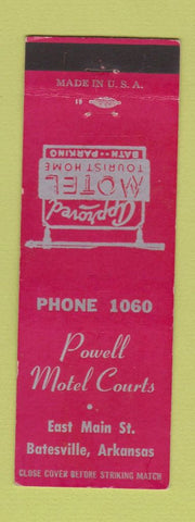 Matchbook Cover - Powell Motor Courts Batesville AR low phone #