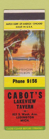 Matchbook Cover - Cabot's Lakeview Tavern Ludington MI