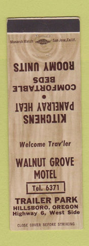 Matchbook Cover - Walnut Grove Motel Trailer Park Hillsboro OR