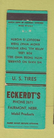 Matchbook Cover - Eckerdt's Mobil oil gas Fairmont NE low phone # WEAR