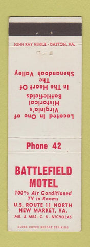 Matchbook Cover - Battlefield Motel New Market VA low phone #