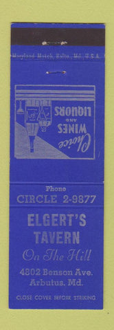 Matchbook Cover - Elgert's Tavern Arbutus MD