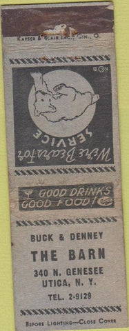Matchbook Cover - The Barn Utica NY WORN