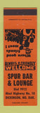 Matchbook Cover - Spur Bar Lounge Dickinson ND ORANGE