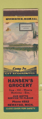 Matchbook Cover - Hansen's Grocery Newago MI oil gas