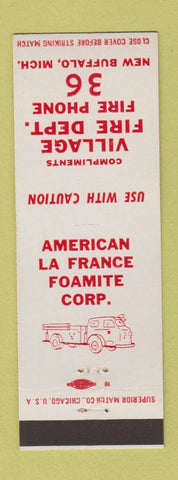 Matchbook Cover - Village Fire Department New Buffalo MI low phone #